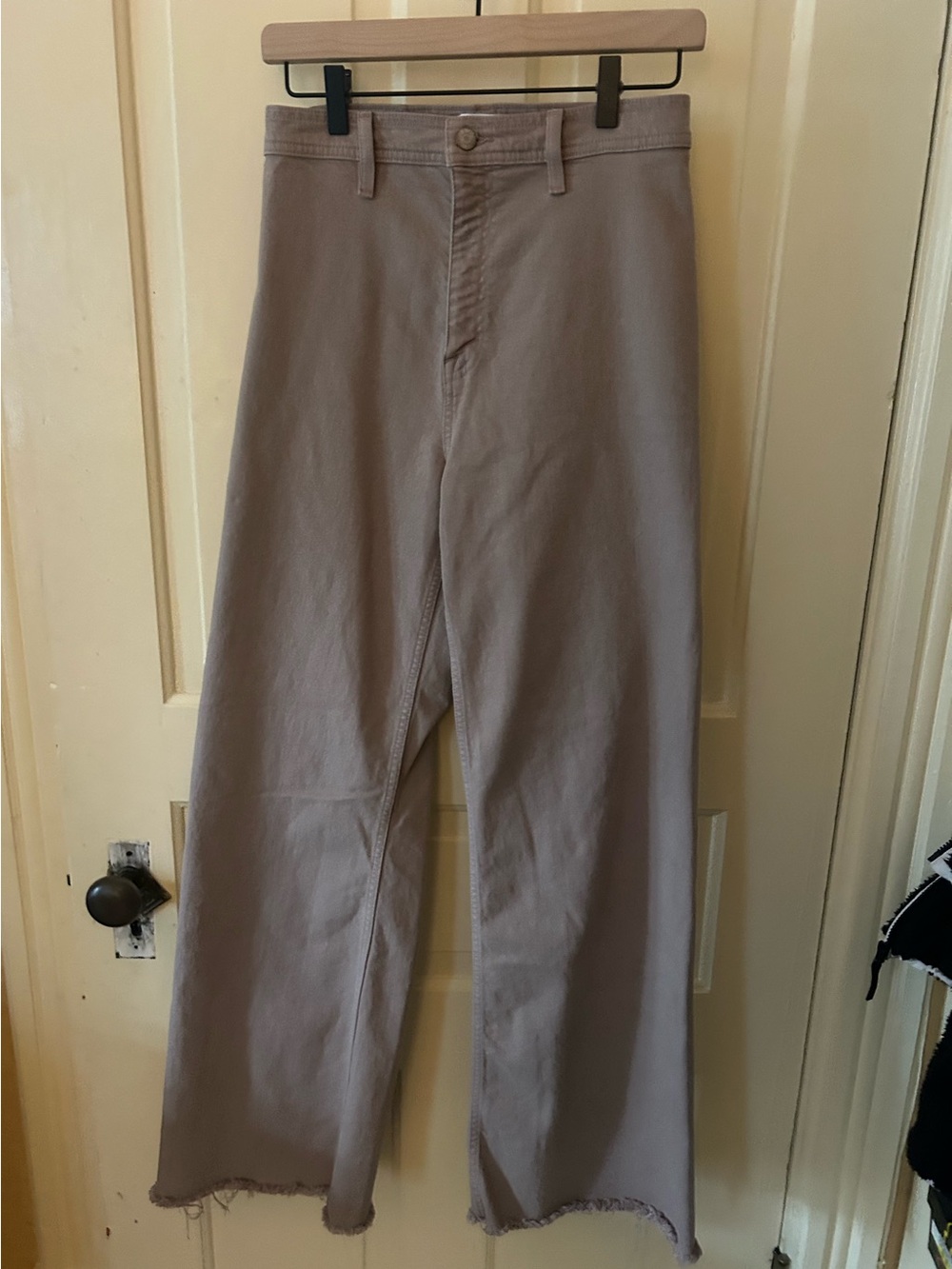 PISTOLA Lana Penny mink tan brown jeans pants raw hem wide leg high rise 2